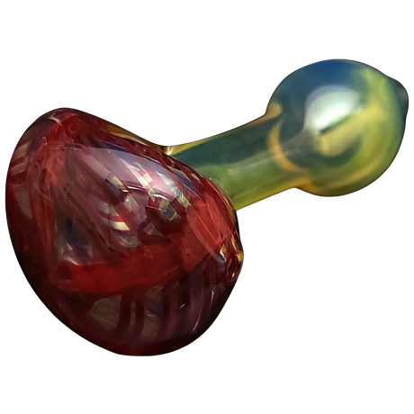 LA Pipes HP1 Spoon Hand Pipe in Borosilicate Glass with Swirled Red and Yellow Design