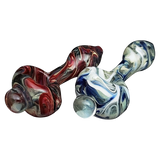 LA Pipes HP2 Spoon Hand Pipes in Borosilicate Glass with Swirl Design, Angled View