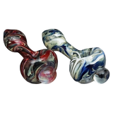 LA Pipes HP2 Spoon Hand Pipes in Borosilicate Glass with Swirl Design, Angled Side View