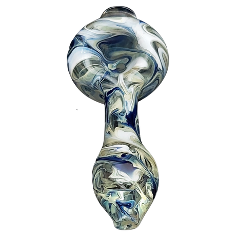 LA Pipes HP2 Spoon - Borosilicate Glass Hand Pipe with Swirl Design - Front View