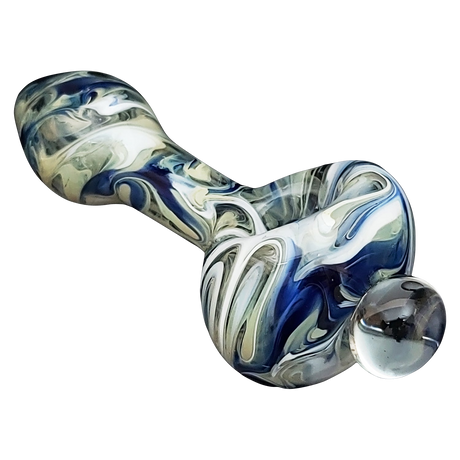 LA Pipes HP2 Spoon Hand Pipe in Borosilicate Glass with Swirl Design, Top View