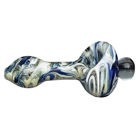 LA Pipes HP2 Spoon - Durable Borosilicate Glass Hand Pipe with Swirl Design