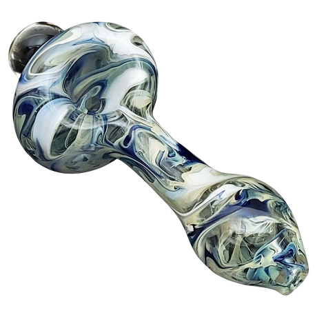 LA Pipes HP2 Spoon Hand Pipe in Borosilicate Glass with Swirl Design - Side View