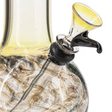 Close-up of LA Pipes "Jupiter" Bubble Base Bong with clear borosilicate glass and yellow bowl