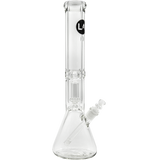 LA Pipes "King Bong" clear beaker bong with heavy 9mm wall and showerhead percolator, front view