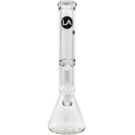 LA Pipes "King Bong" clear beaker bong with 9mm thickness and showerhead percolator front view