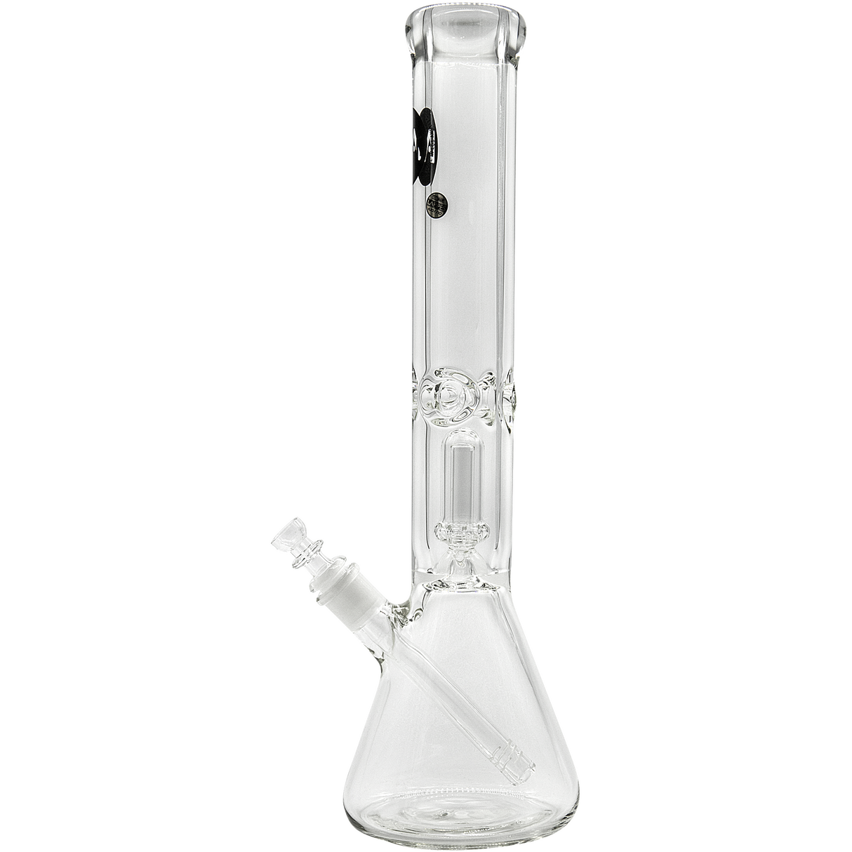 LA Pipes "King Bong" Clear Beaker Bong with Showerhead Percolator, 9mm Thick, Front View