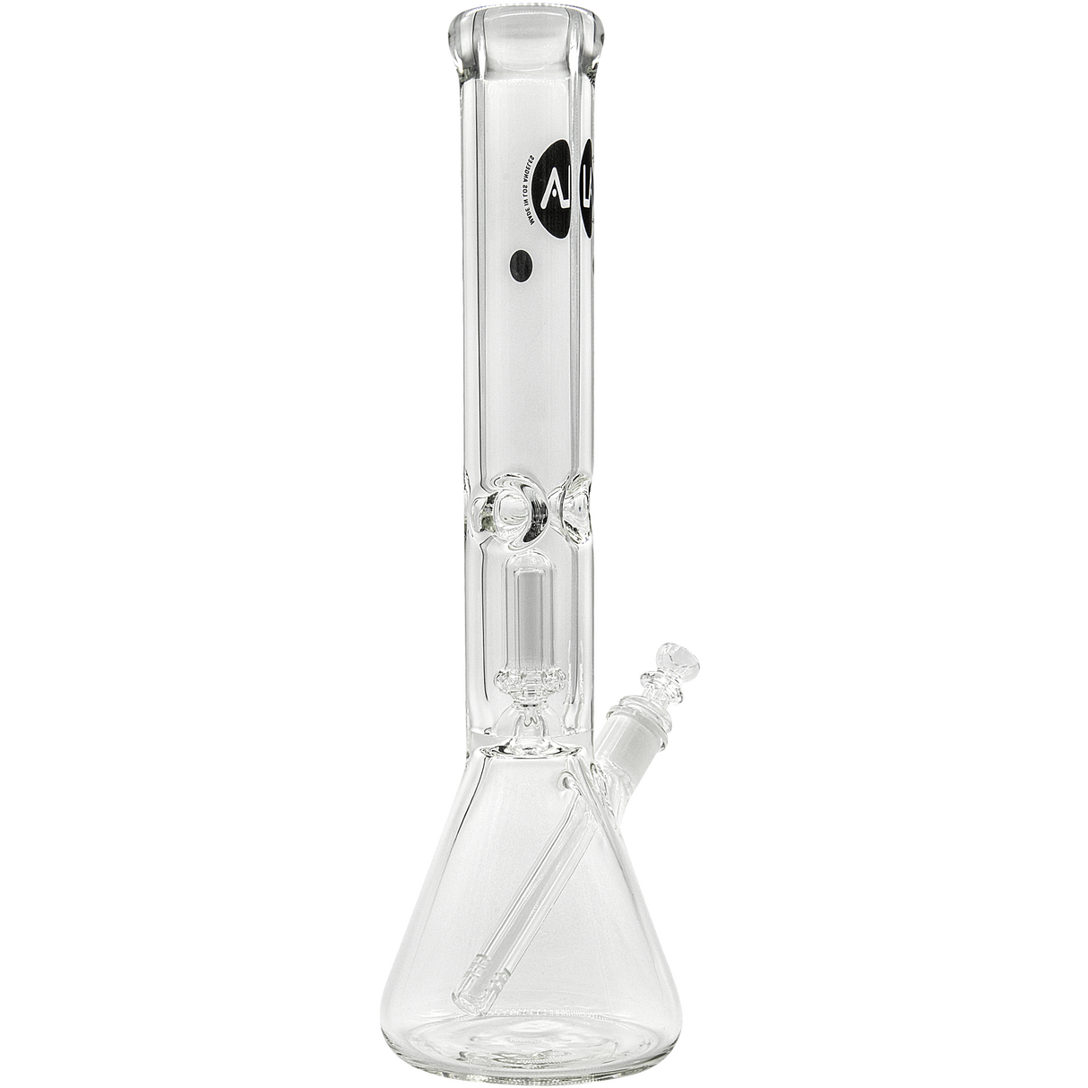LA Pipes "King Bong" 9mm Thick Beaker Bong with Showerhead Percolator, Clear Borosilicate Glass, Front View