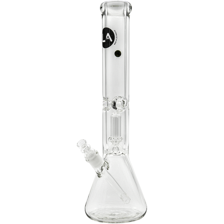 LA Pipes "King Bong" clear beaker bong with 9mm thickness and showerhead percolator, front view