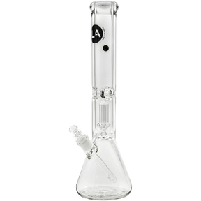 LA Pipes "King Bong" clear beaker bong with 9mm thickness and showerhead percolator, front view