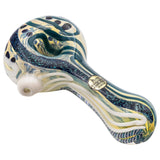 LA Pipes "Pancake" Spoon Glass Pipe with Dichroic Color-Changing Design, Side View