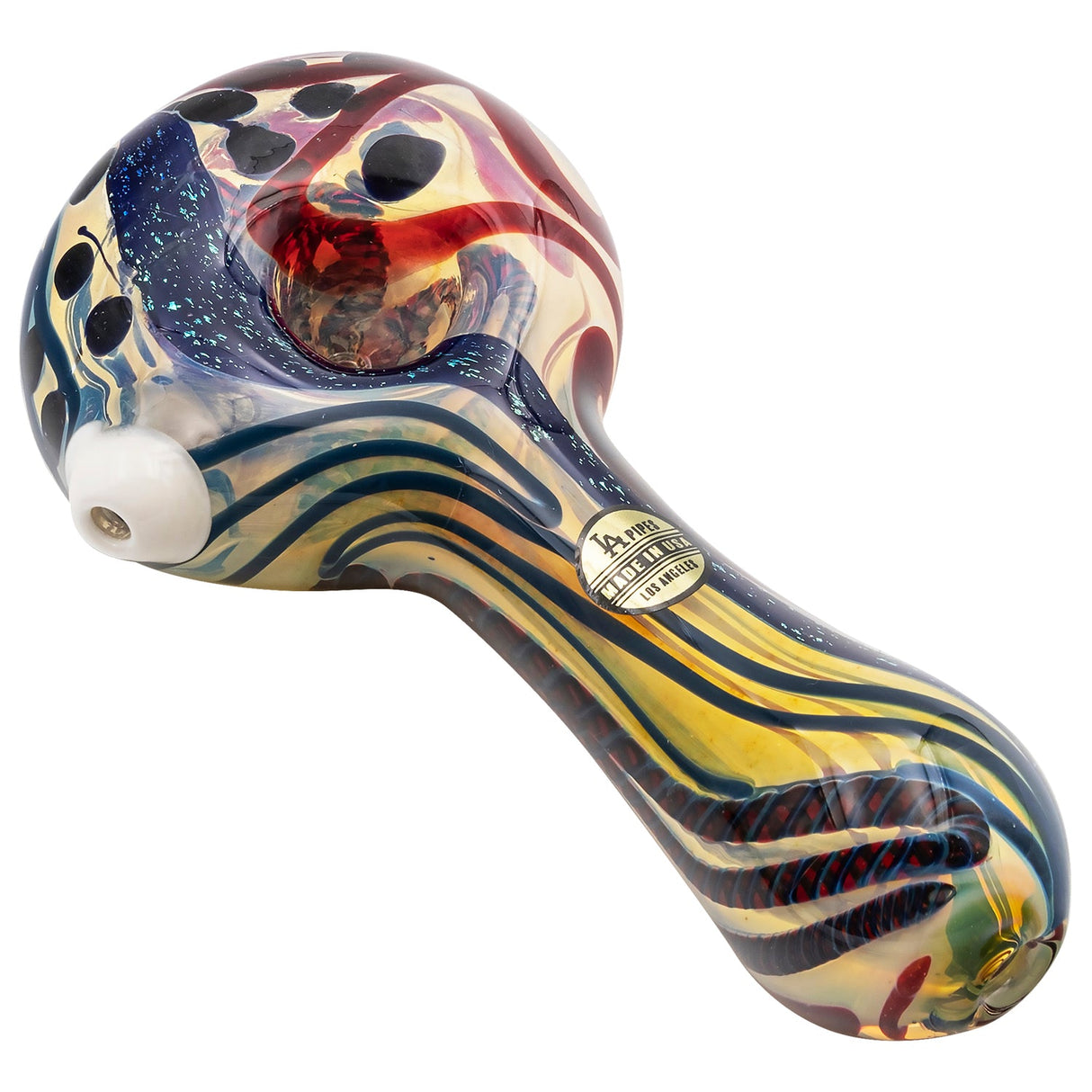 LA Pipes "Pancake" Dichroic Spoon Glass Pipe with Color-Changing Design, Side View