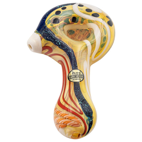 LA Pipes "Pancake" Dichroic Spoon Pipe with Color-Changing Fumed Glass, Front View