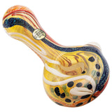 LA Pipes "Pancake" Dichroic Spoon Pipe, Color-Changing Borosilicate Glass, Side View