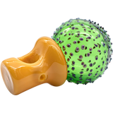 LA Pipes Peyote Cactus Glass Pipe, 4" Borosilicate, for Dry Herbs, Side View
