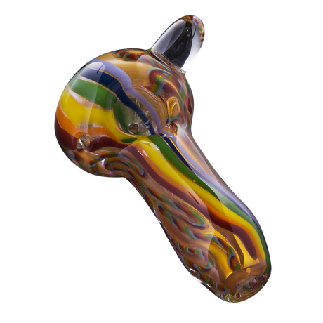 LA Pipes Rainbow Gold Fumed Marble Pipe, compact design, angled side view on white background