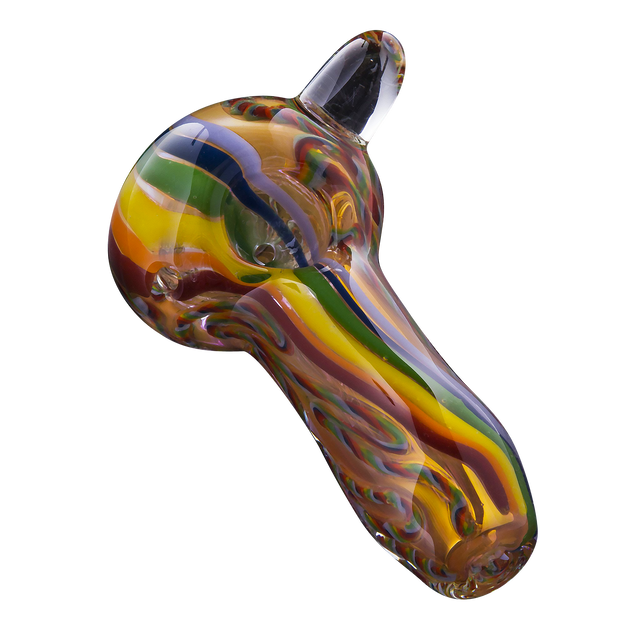 LA Pipes Rainbow Gold Fumed Marble Pipe, compact design, angled side view on white background