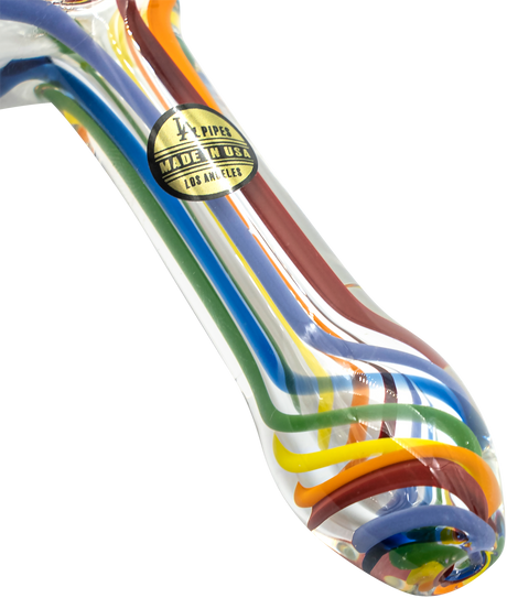 LA Pipes Rainbow Ripper Spoon Pipe - Angled View Highlighting Borosilicate Glass Design