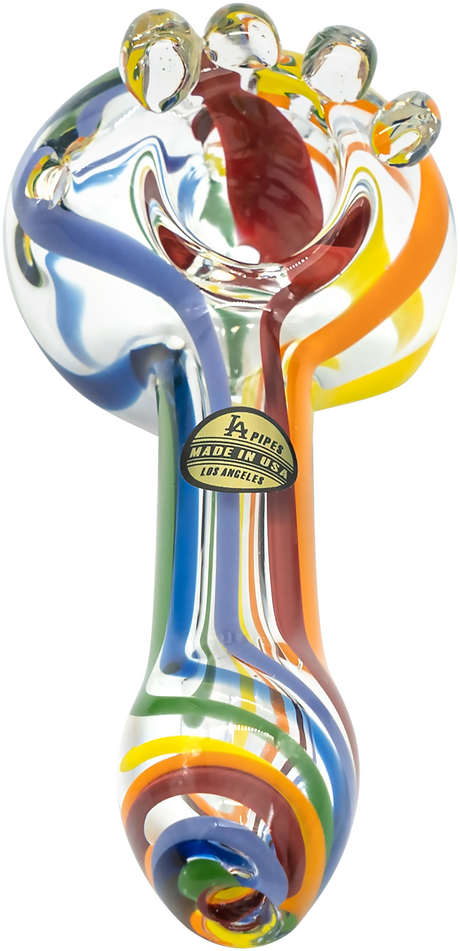 LA Pipes Rainbow Ripper Spoon Pipe for Dry Herbs, Borosilicate Glass, Front View
