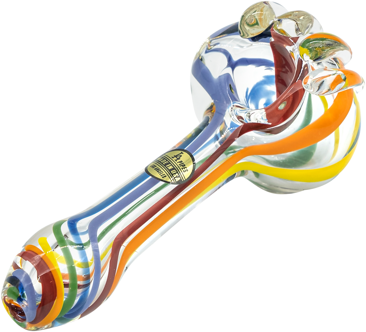LA Pipes Rainbow Ripper Spoon Pipe, 4.35" Borosilicate Glass, USA-made, for Dry Herbs
