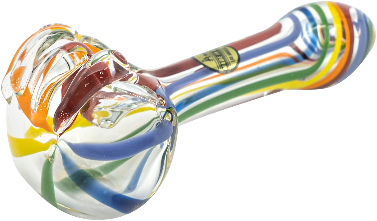 LA Pipes Rainbow Ripper Spoon Pipe, 4.35" Borosilicate Glass, USA Made, for Dry Herbs - Side View
