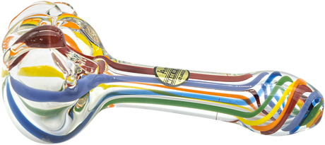 LA Pipes Rainbow Ripper Spoon Pipe, 4.35" Borosilicate Glass, USA Made, Side View