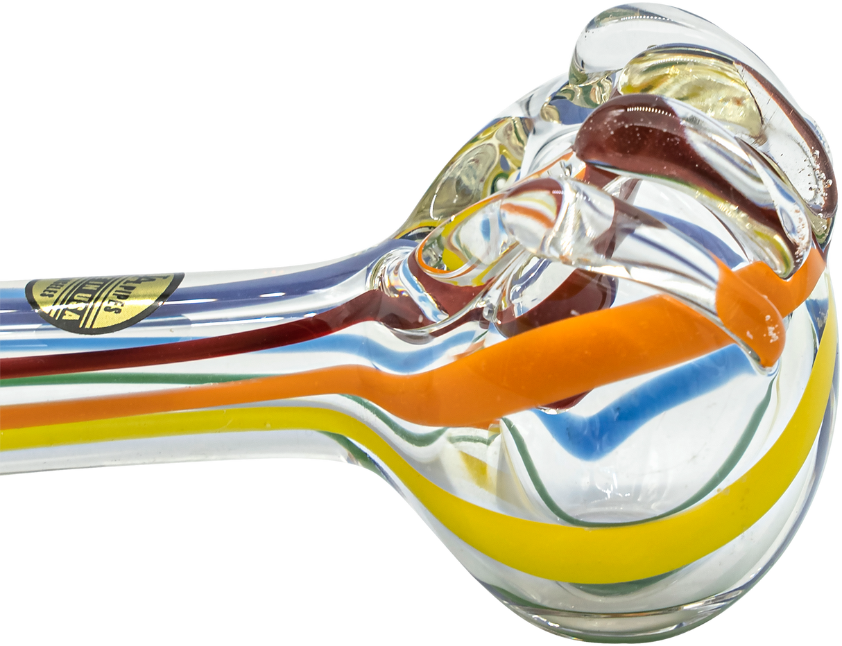 LA Pipes Rainbow Ripper Spoon Pipe, 4.35" Borosilicate Glass, Side View, USA Made, For Dry Herbs