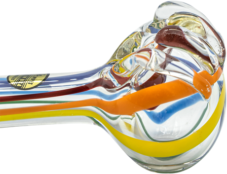 LA Pipes Rainbow Ripper Spoon Pipe, 4.35" Borosilicate Glass, Side View, USA Made, For Dry Herbs