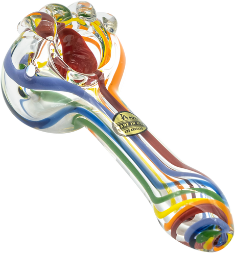 LA Pipes Rainbow Ripper Spoon Pipe for Dry Herbs, 4.35" Borosilicate Glass, USA Made