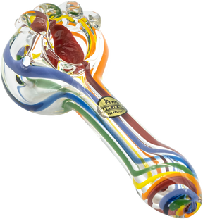 LA Pipes Rainbow Ripper Spoon Pipe for Dry Herbs, 4.35" Borosilicate Glass, USA Made