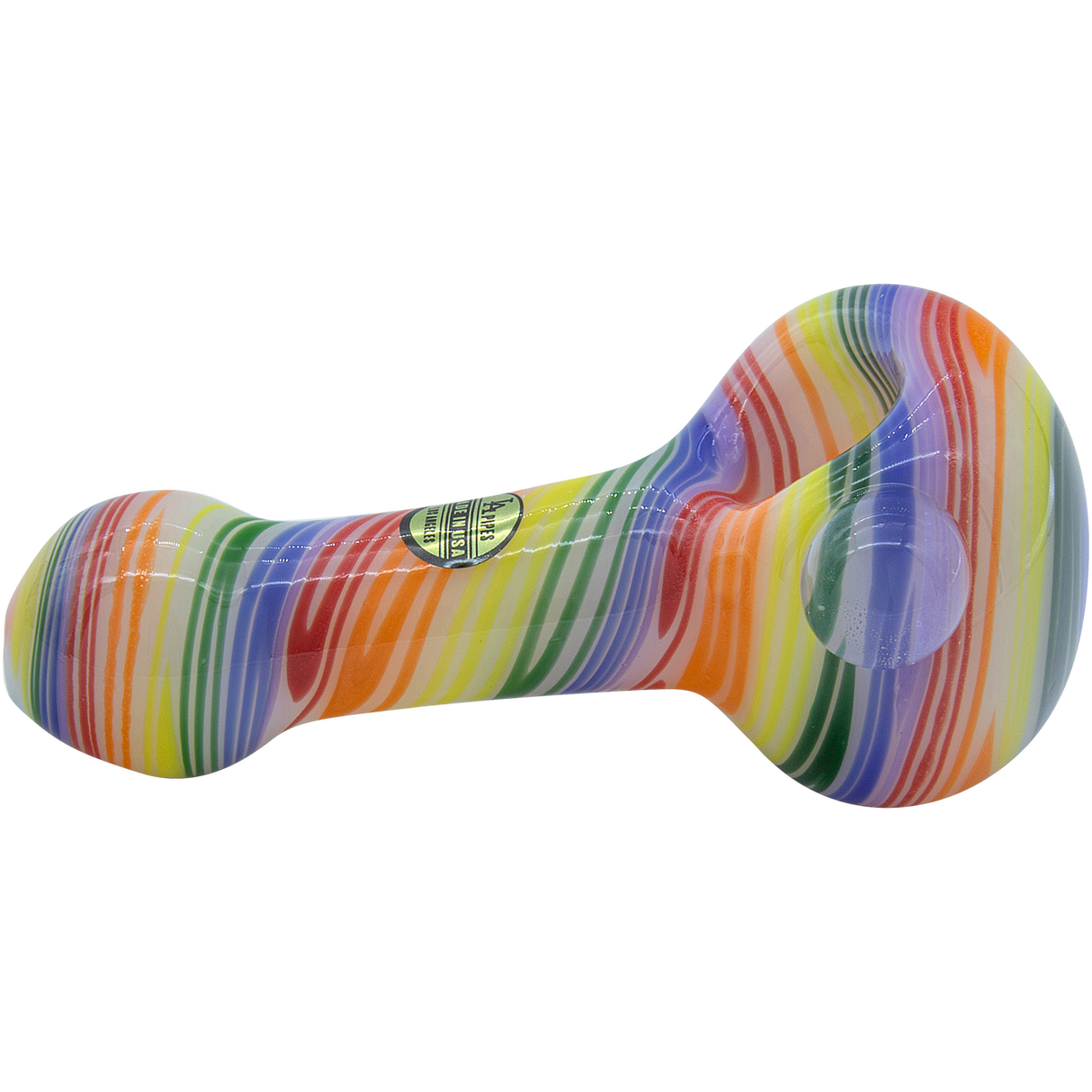 LA Pipes Rainbow Spirals Glass Pipe, 4.5" Spoon Design, Borosilicate, Side View