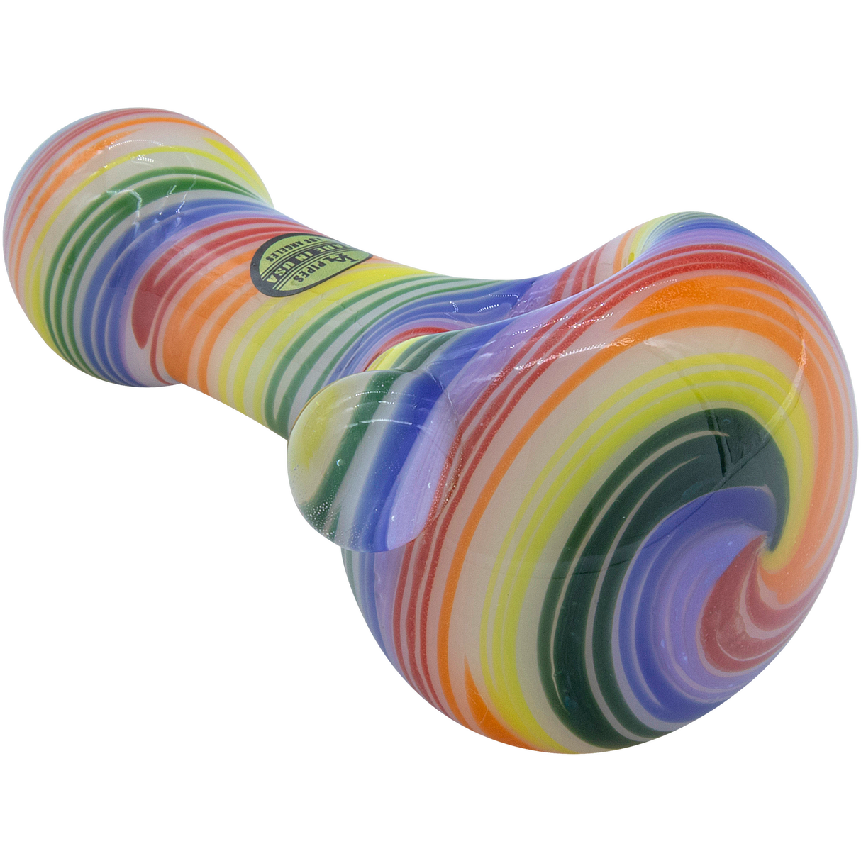 LA Pipes Rainbow Spirals Glass Pipe, 4.5" Spoon Design, Borosilicate, USA Made