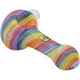 LA Pipes handcrafted 4.5" rainbow spirals glass pipe for dry herbs, made in USA, on white background