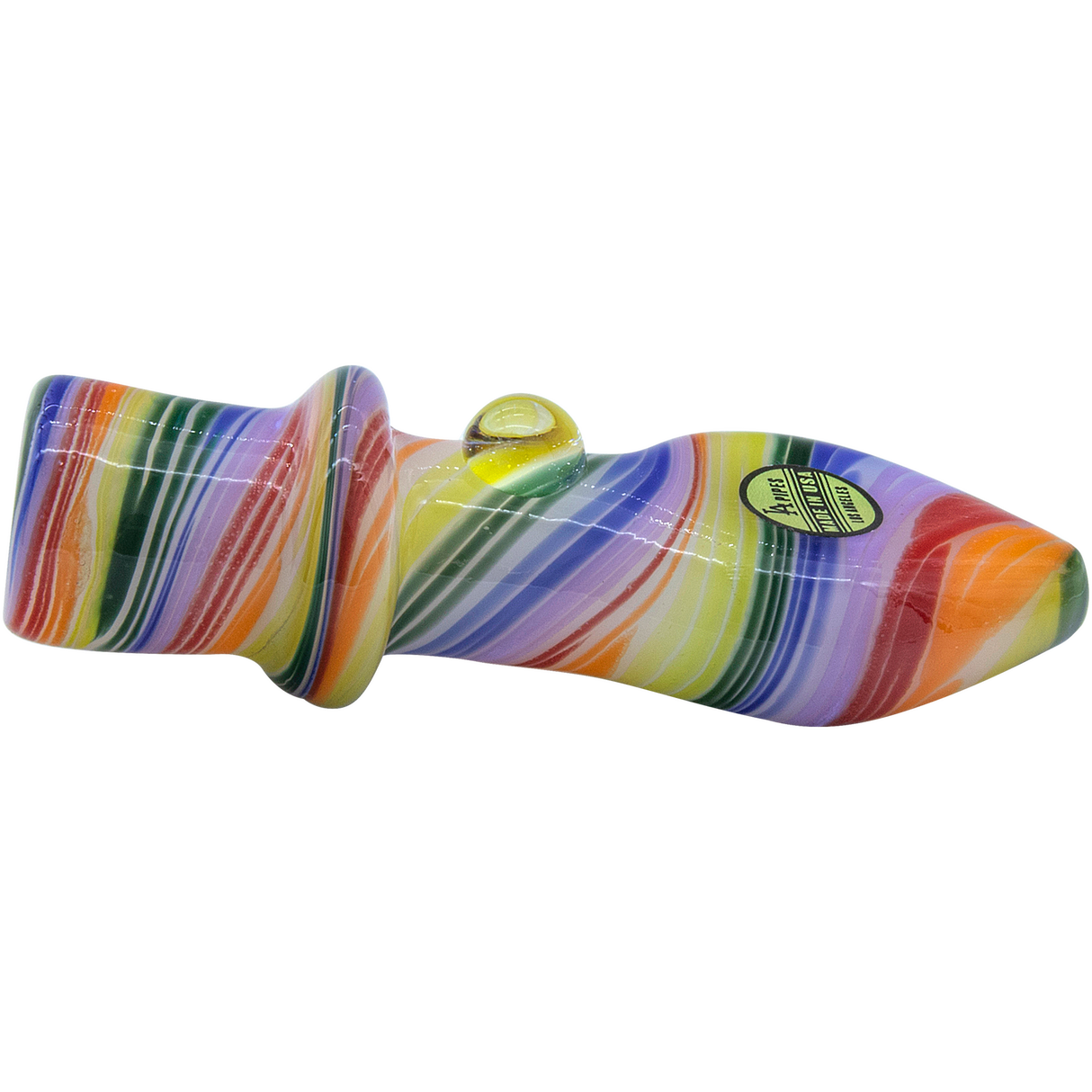 LA Pipes "Rainbow Tornado" Chillum Pipe - Colorful Borosilicate Glass, 3" Length, USA Made