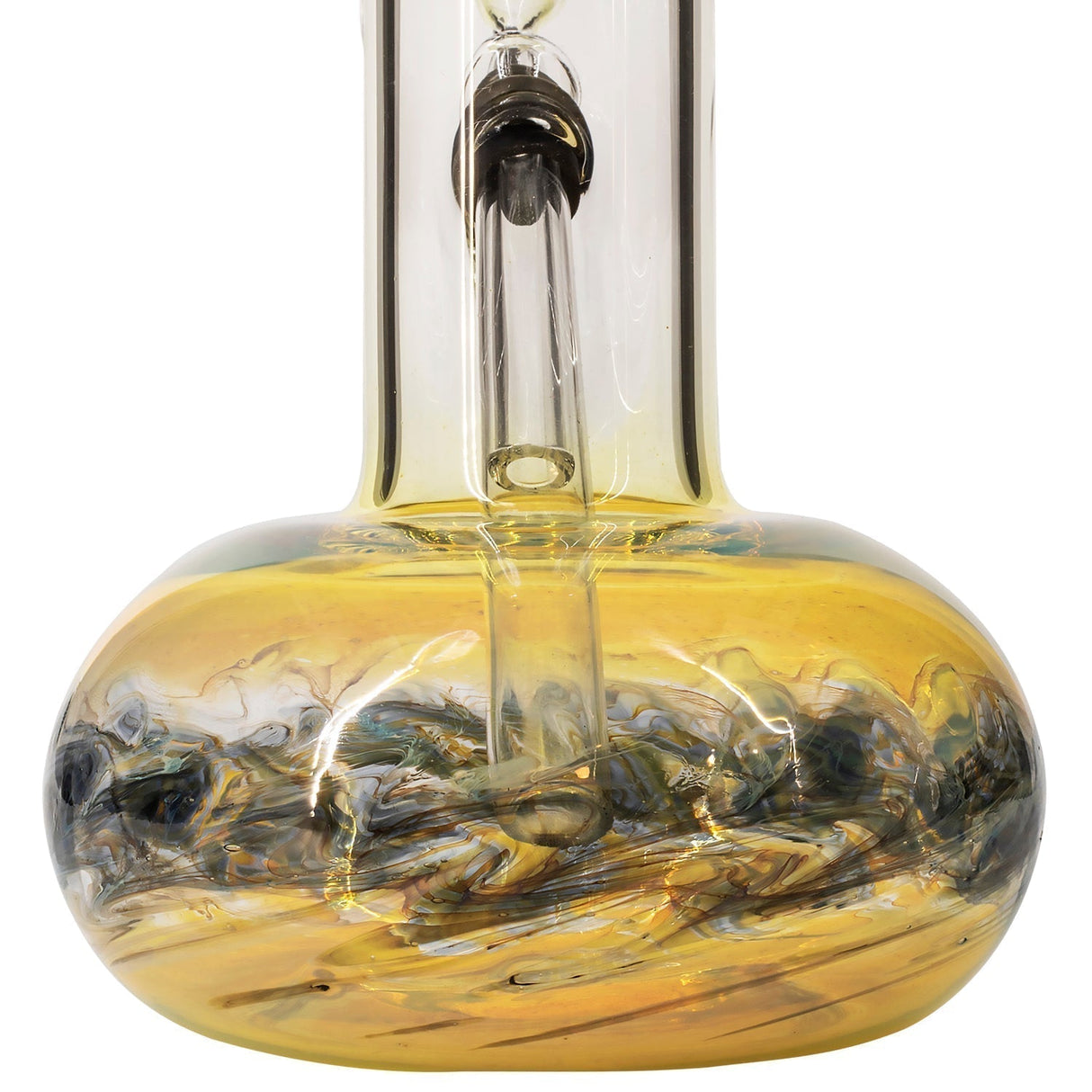 Close-up of LA Pipes Raked Bubble Bong with Fumed Base, 11" tall, Borosilicate Glass