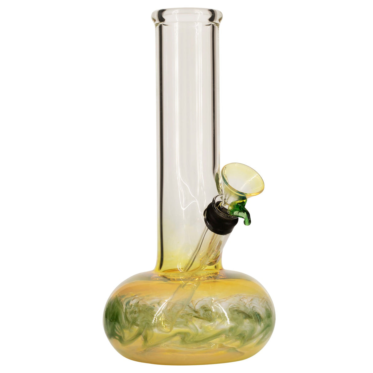LA Pipes Raked Bubble Bong with Fumed Base, 11" Height, Borosilicate Glass, Front View