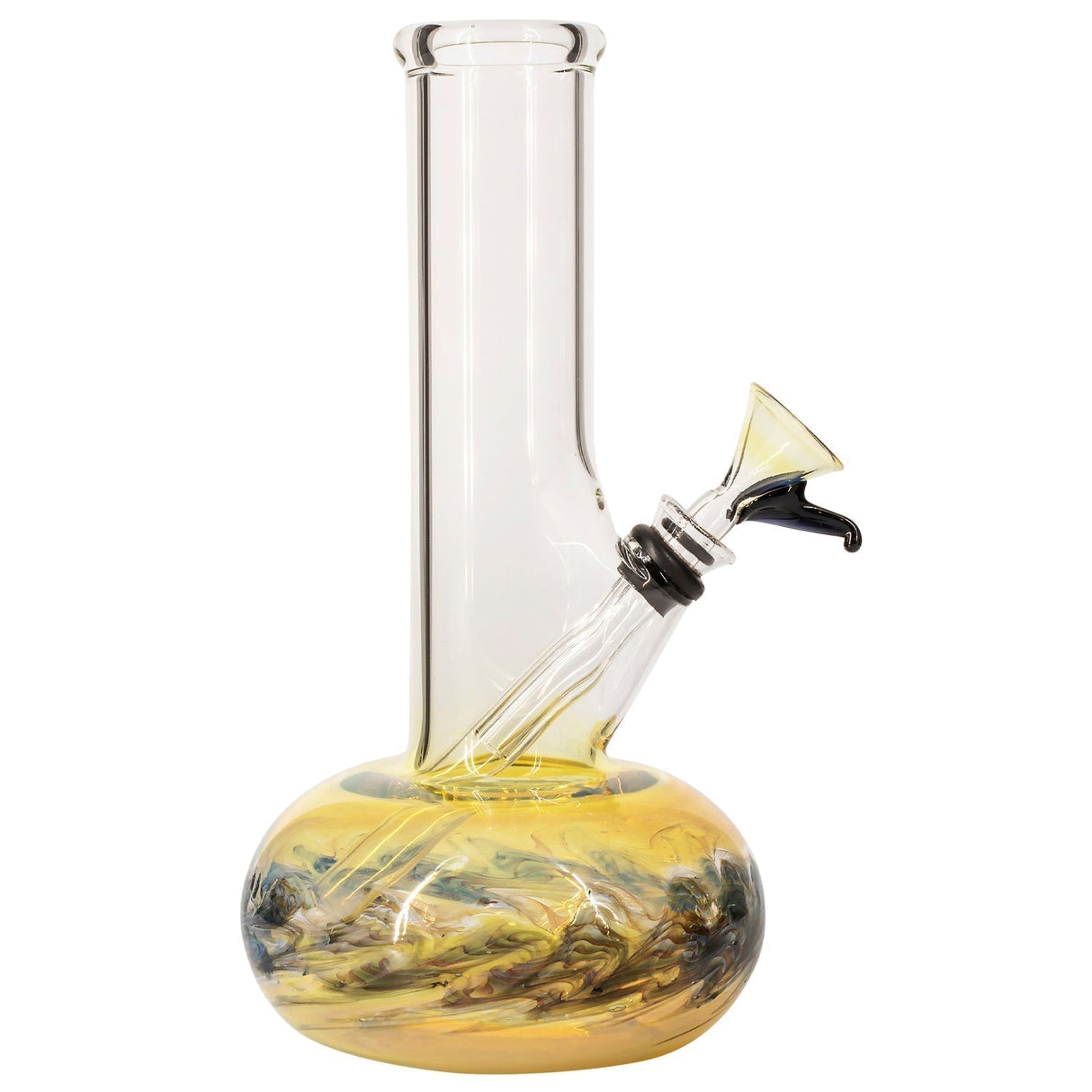 LA Pipes Raked Bubble Bong with Fumed Base and Clear Neck, Front View
