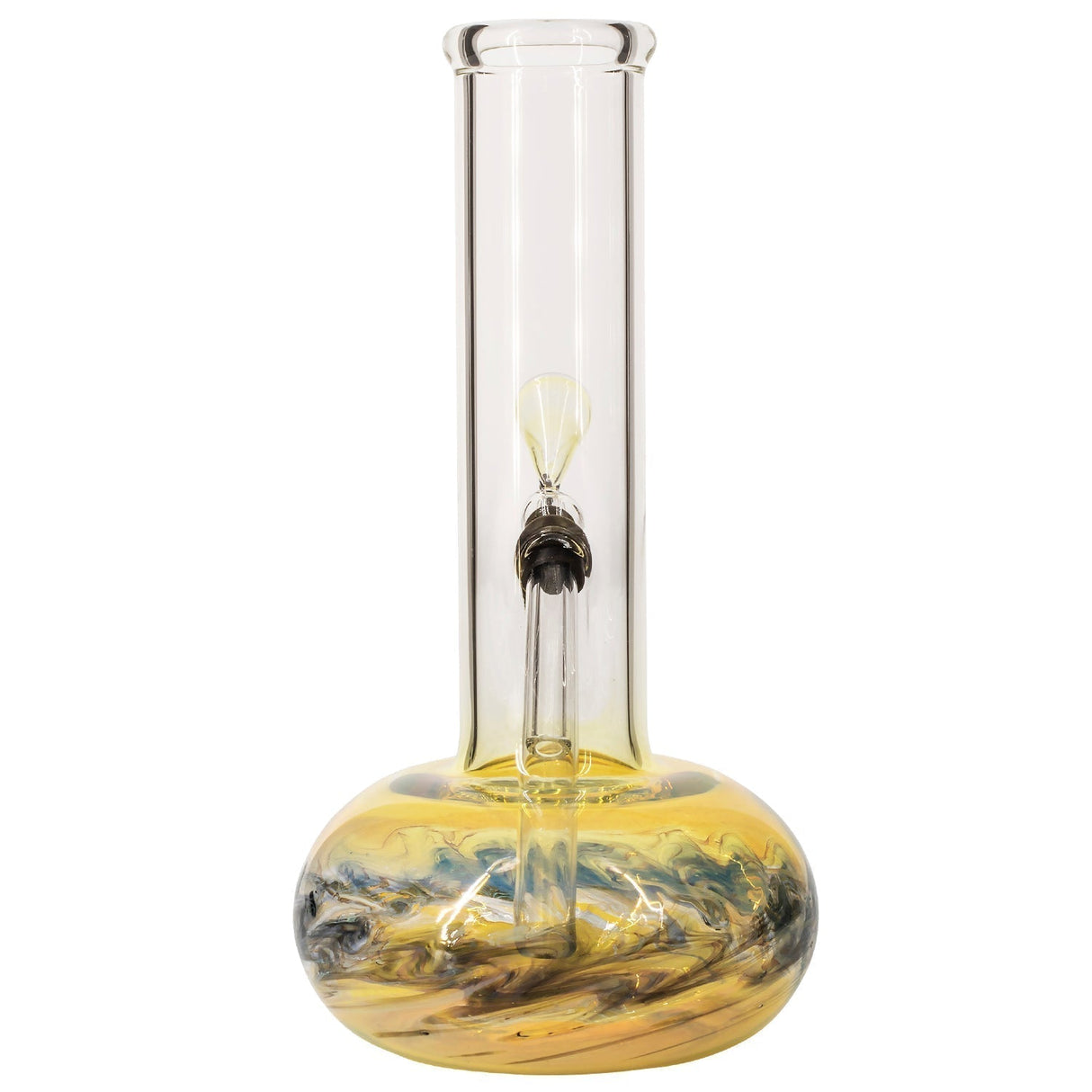 LA Pipes Raked Bubble Bong with Fumed Base, 11" Borosilicate Glass, Front View on White Background
