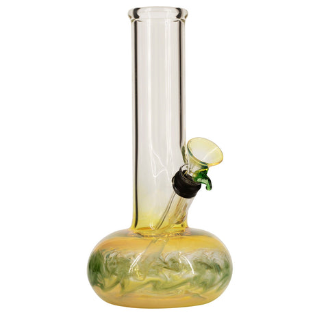 LA Pipes Raked Bubble Bong with Fumed Base in Green, 11" Borosilicate Glass, Front View
