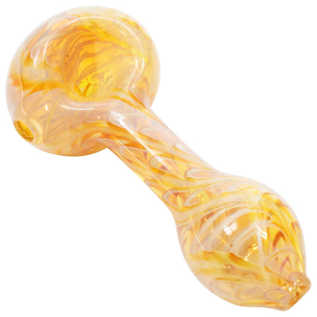 LA Pipes Raked Silver Fumed Mini Spoon Pipe in Ivory, Small Borosilicate Glass, Top View