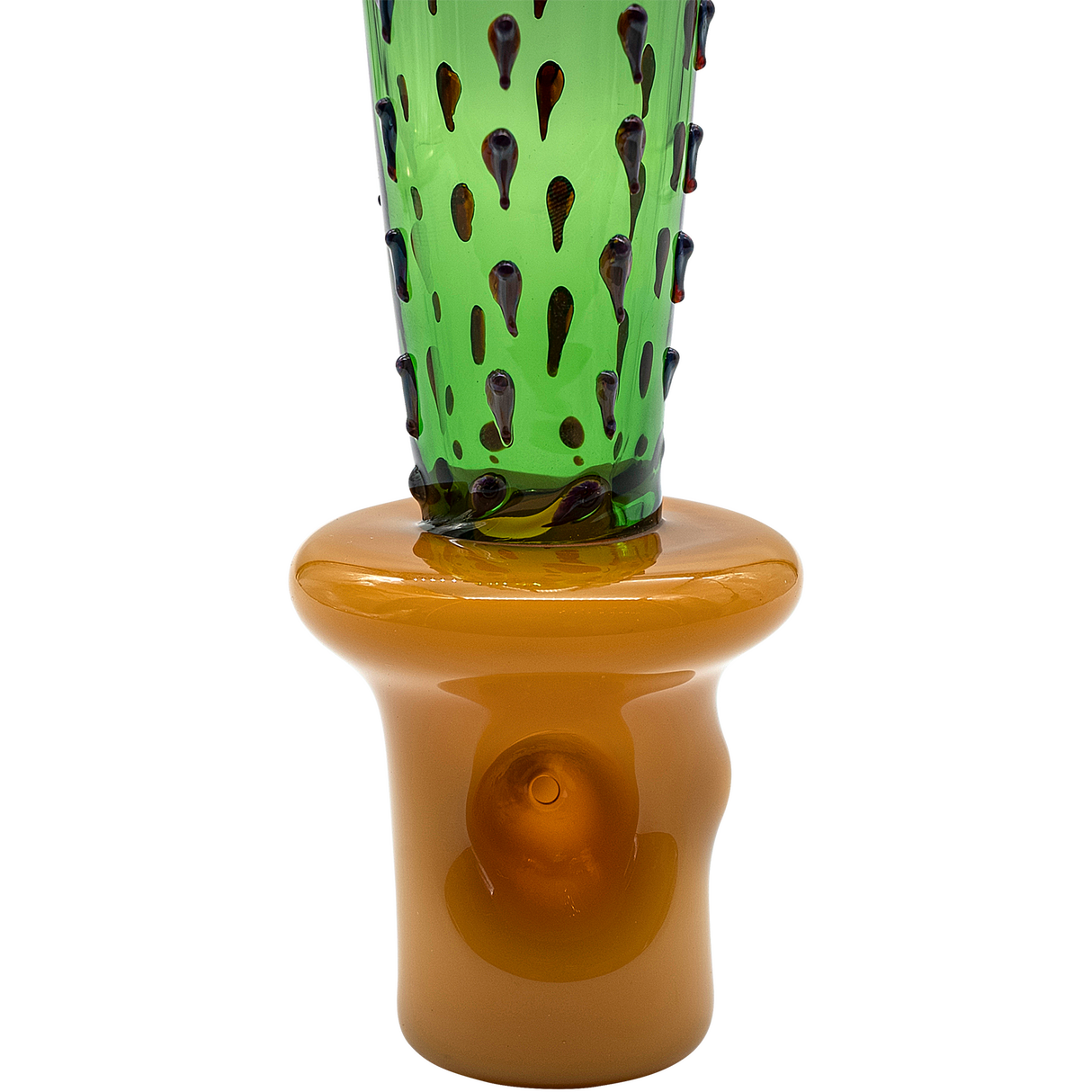 LA Pipes San Pedro Cactus Glass Pipe, 5" Spoon Design, Borosilicate, Green, Front View