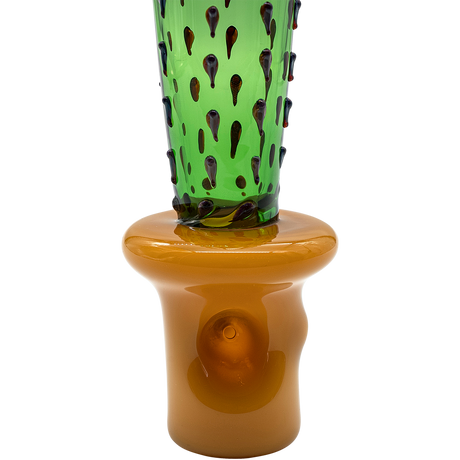 LA Pipes San Pedro Cactus Glass Pipe, 5" Spoon Design, Borosilicate, Green, Front View