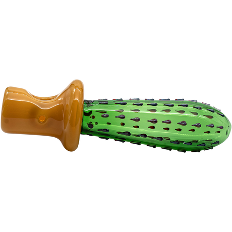 LA Pipes San Pedro Cactus Glass Pipe - 5" Spoon Design, Green Borosilicate Glass, Side View