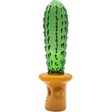 LA Pipes San Pedro Cactus Glass Pipe, 5" Spoon Design, Green Borosilicate, Front View