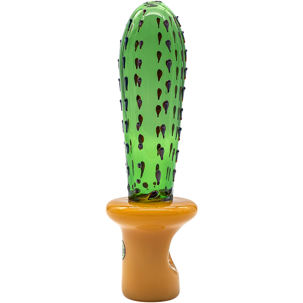 LA Pipes San Pedro Cactus Glass Pipe, 5" Spoon Design, Green Borosilicate Glass, Front View