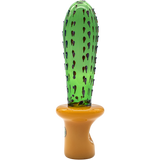 LA Pipes San Pedro Cactus Glass Pipe, 5" Spoon Design, Green Borosilicate Glass, Front View