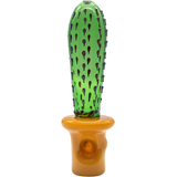 LA Pipes San Pedro Cactus Glass Pipe, Green Spoon Design, 5" Borosilicate