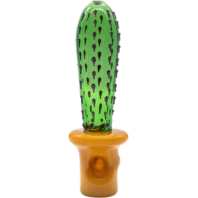 LA Pipes San Pedro Cactus Glass Pipe, Green Spoon Design, 5" Borosilicate