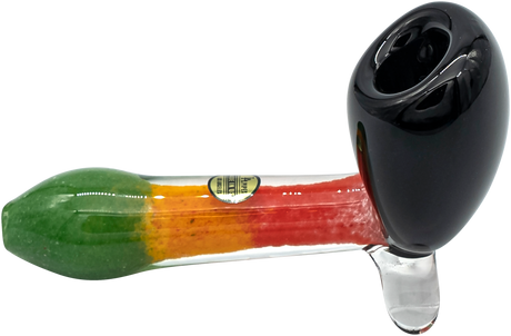 LA Pipes "Sattdown Rasta" Sherlock Glass Pipe with Rasta colors and deep bowl, side view