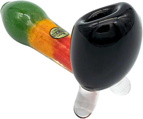 LA Pipes "Sattdown Rasta" Sherlock Glass Pipe with Rasta Colors and Deep Bowl